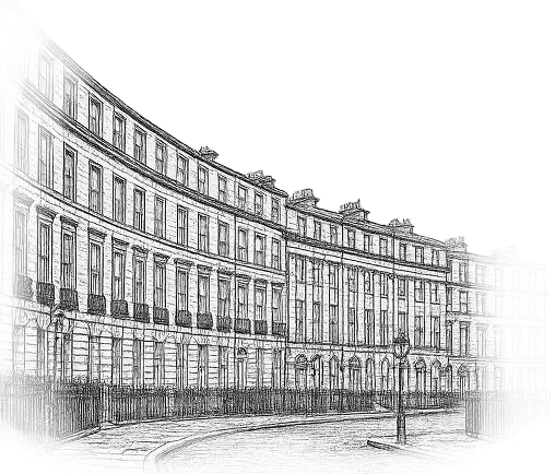 New Town Edinburgh Circus Place Line Drawing