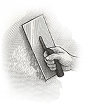 Plastering trowel and hawk line drawing